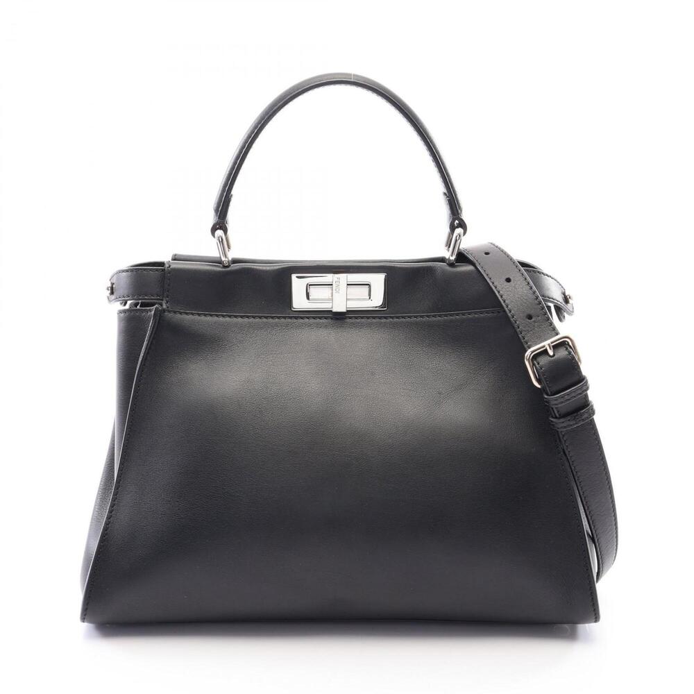 Fendi Peekaboo Regular Monster Eye 2-Way Handbag, Leather, Women's, Black (8B...